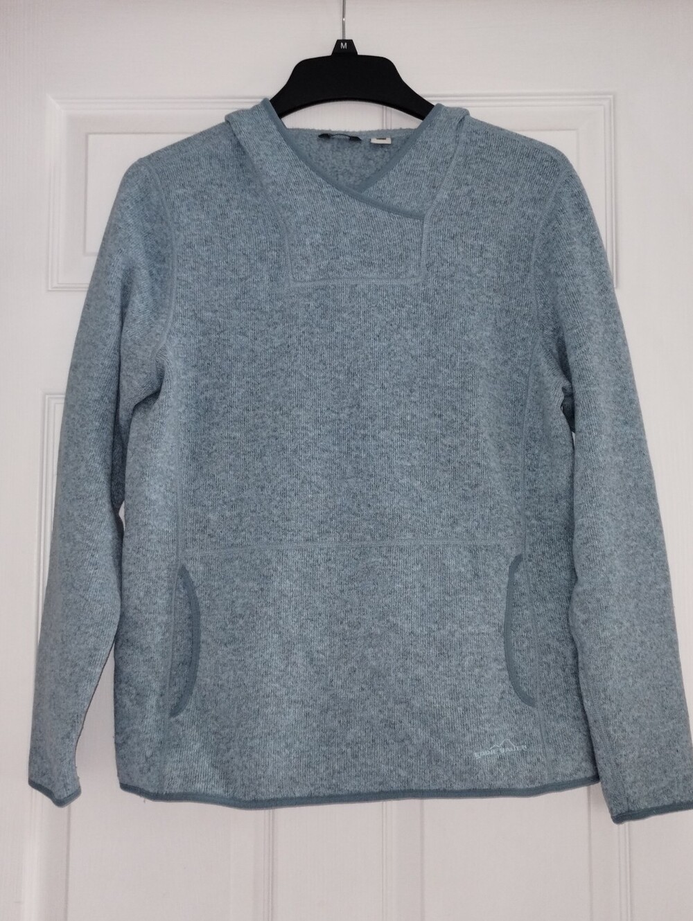 Eddie Bauer Heathered Light Blue Hooded Crewneck Pullover